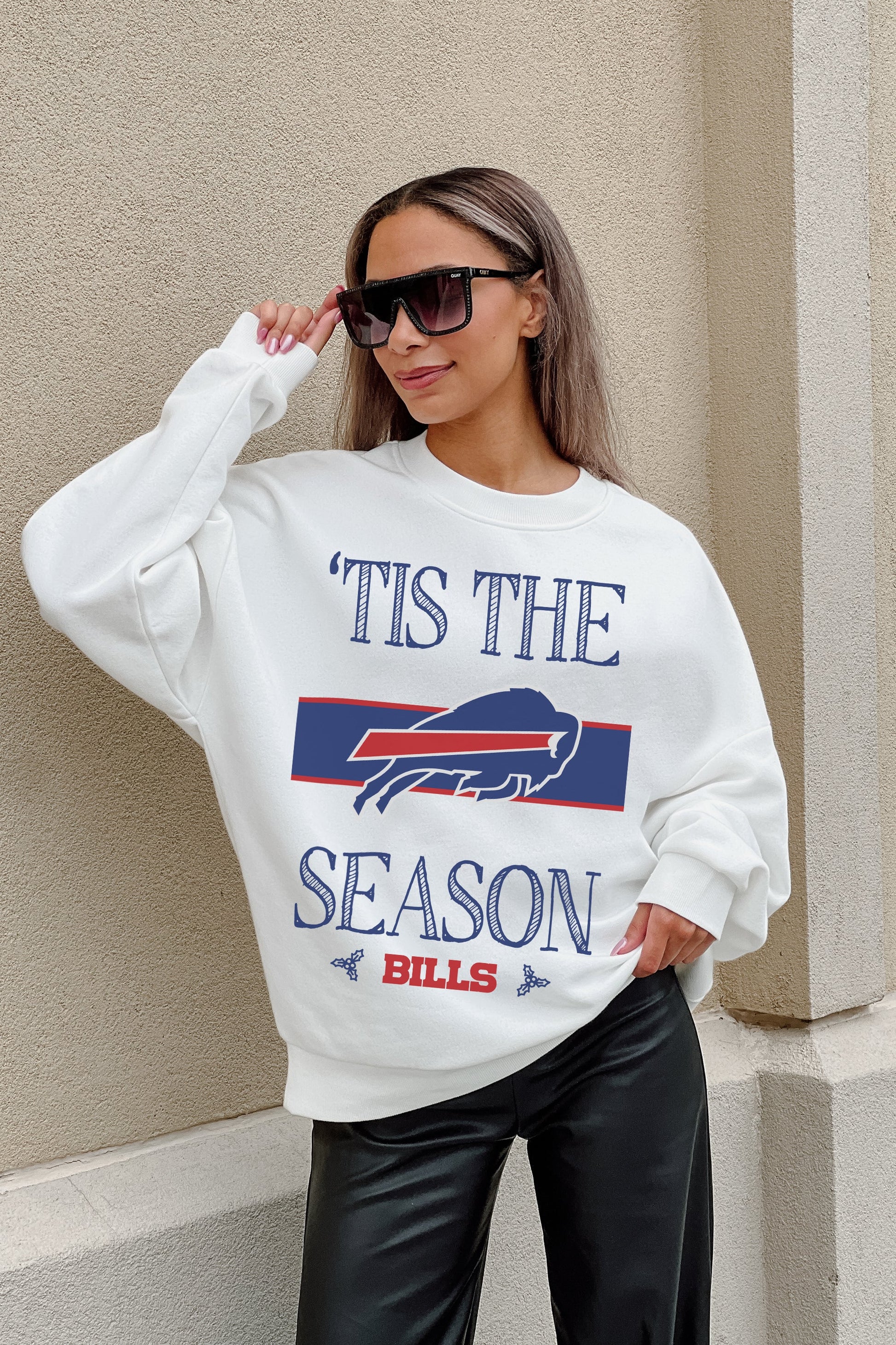 BUFFALO BILLS TOUCHDOWN TIDINGS DROP SHOULDER CREWNECK SWEATSHIRT