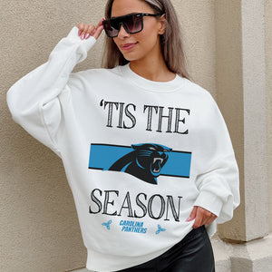 CAROLINA PANTHERS TOUCHDOWN TIDINGS DROP SHOULDER CREWNECK SWEATSHIRT