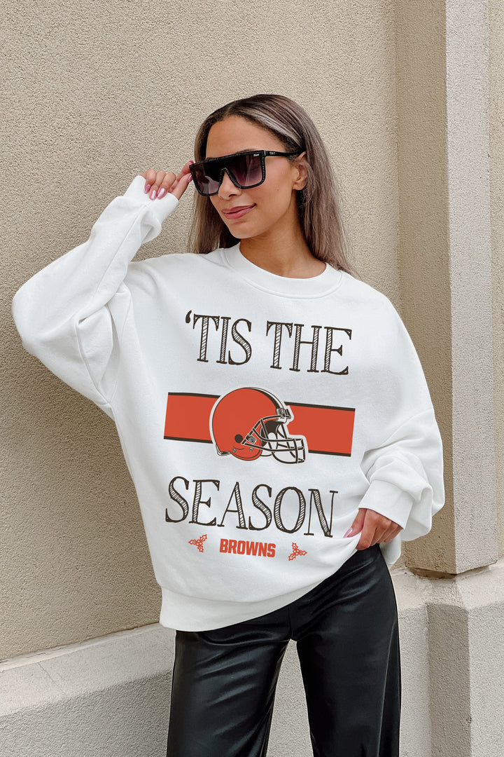 CLEVELAND BROWNS TOUCHDOWN TIDINGS DROP SHOULDER CREWNECK SWEATSHIRT