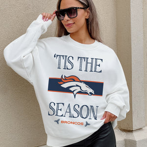 DENVER BRONCOS TOUCHDOWN TIDINGS DROP SHOULDER CREWNECK SWEATSHIRT