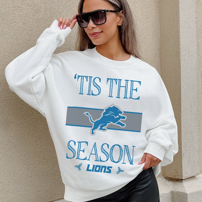 DETROIT LIONS TOUCHDOWN TIDINGS DROP SHOULDER CREWNECK SWEATSHIRT