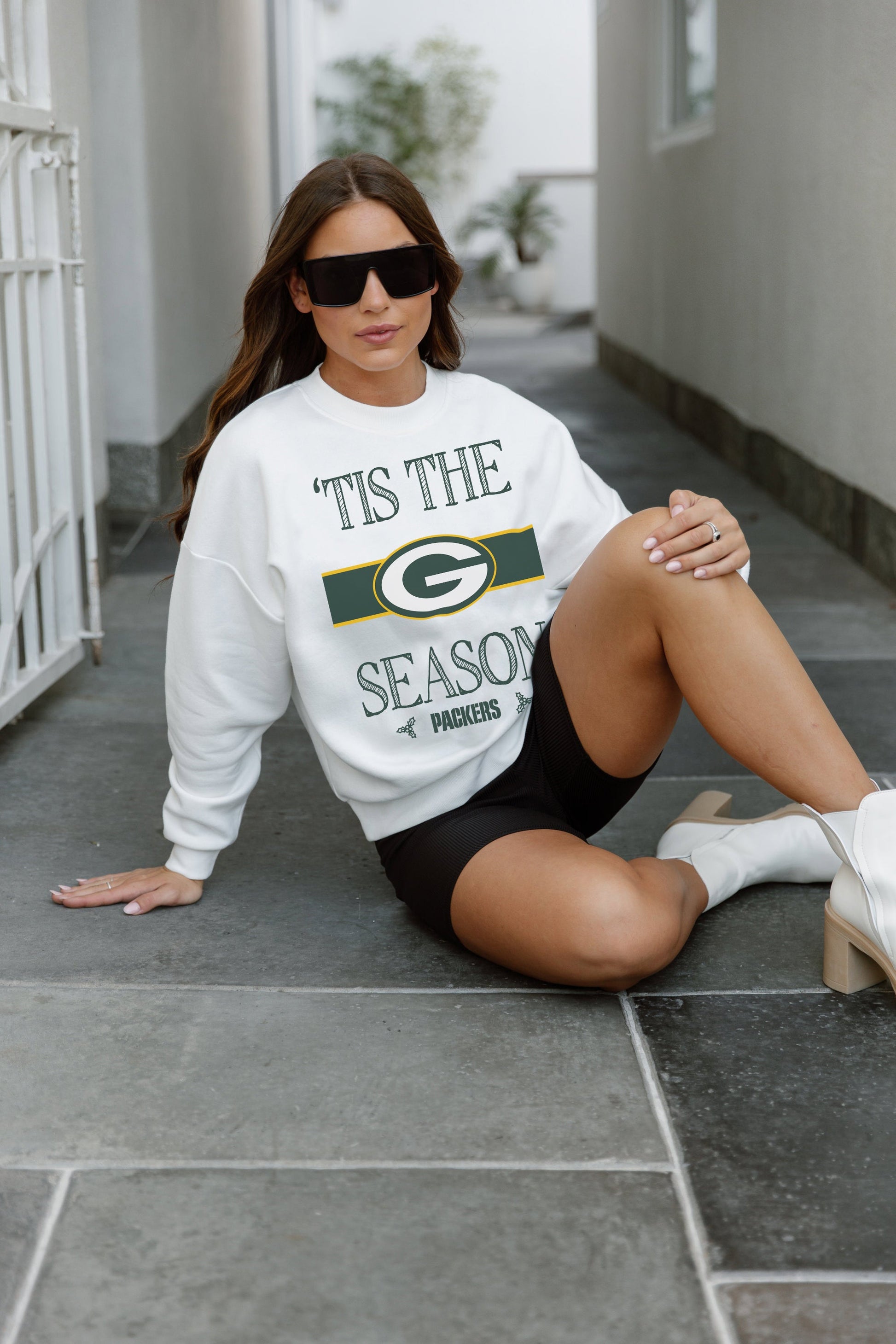 GREEN BAY PACKERS TOUCHDOWN TIDINGS DROP SHOULDER CREWNECK SWEATSHIRT