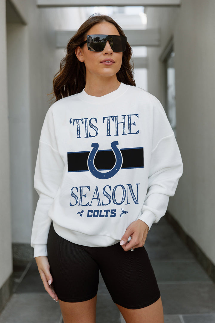 INDIANAPOLIS COLTS TOUCHDOWN TIDINGS DROP SHOULDER CREWNECK SWEATSHIRT