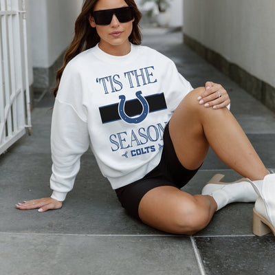 INDIANAPOLIS COLTS TOUCHDOWN TIDINGS DROP SHOULDER CREWNECK SWEATSHIRT