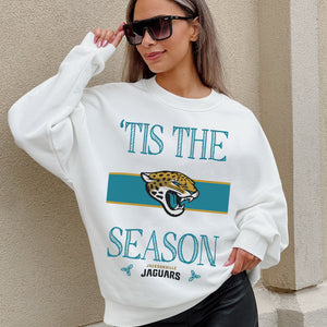 JACKSONVILLE JAGUARS TOUCHDOWN TIDINGS DROP SHOULDER CREWNECK SWEATSHIRT