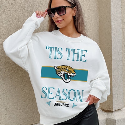 JACKSONVILLE JAGUARS TOUCHDOWN TIDINGS DROP SHOULDER CREWNECK SWEATSHIRT