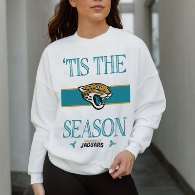 JACKSONVILLE JAGUARS TOUCHDOWN TIDINGS DROP SHOULDER CREWNECK SWEATSHIRT