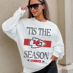 KANSAS CITY CHIEFS TOUCHDOWN TIDINGS DROP SHOULDER CREWNECK SWEATSHIRT