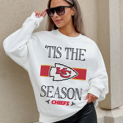 KANSAS CITY CHIEFS TOUCHDOWN TIDINGS DROP SHOULDER CREWNECK SWEATSHIRT