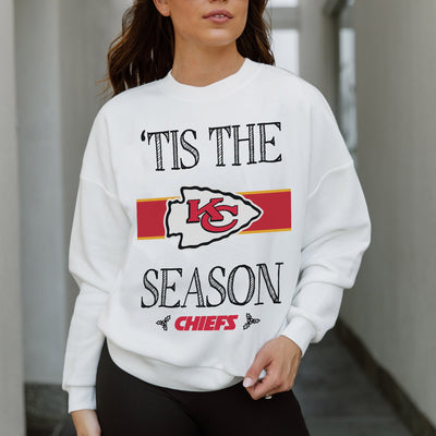 KANSAS CITY CHIEFS TOUCHDOWN TIDINGS DROP SHOULDER CREWNECK SWEATSHIRT