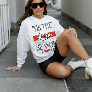 KANSAS CITY CHIEFS TOUCHDOWN TIDINGS DROP SHOULDER CREWNECK SWEATSHIRT