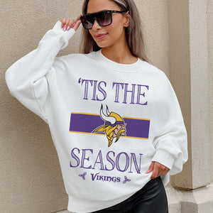 MINNESOTA VIKINGS TOUCHDOWN TIDINGS DROP SHOULDER CREWNECK SWEATSHIRT