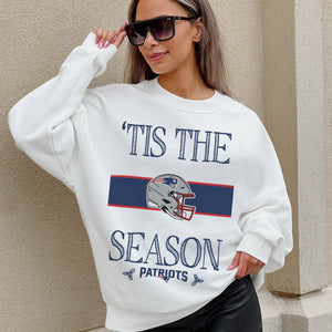 NEW ENGLAND PATRIOTS TOUCHDOWN TIDINGS DROP SHOULDER CREWNECK SWEATSHIRT