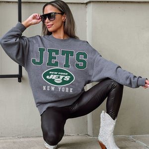 NEW YORK JETS BRING THE ENERGY PREMIUM FLEECE DROP SHOULDER CREWNECK PULLOVER