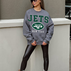 NEW YORK JETS BRING THE ENERGY PREMIUM FLEECE DROP SHOULDER CREWNECK PULLOVER