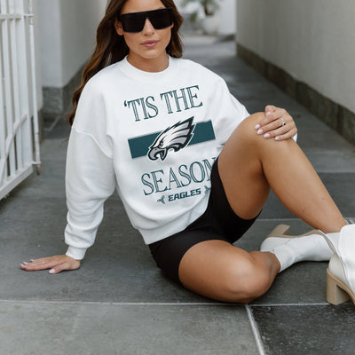 PHILADELPHIA EAGLES TOUCHDOWN TIDINGS DROP SHOULDER CREWNECK SWEATSHIRT