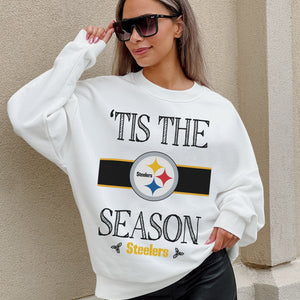 PITTSBURGH STEELERS TOUCHDOWN TIDINGS DROP SHOULDER CREWNECK SWEATSHIRT