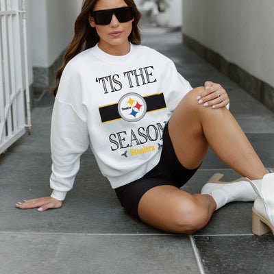 PITTSBURGH STEELERS TOUCHDOWN TIDINGS DROP SHOULDER CREWNECK SWEATSHIRT