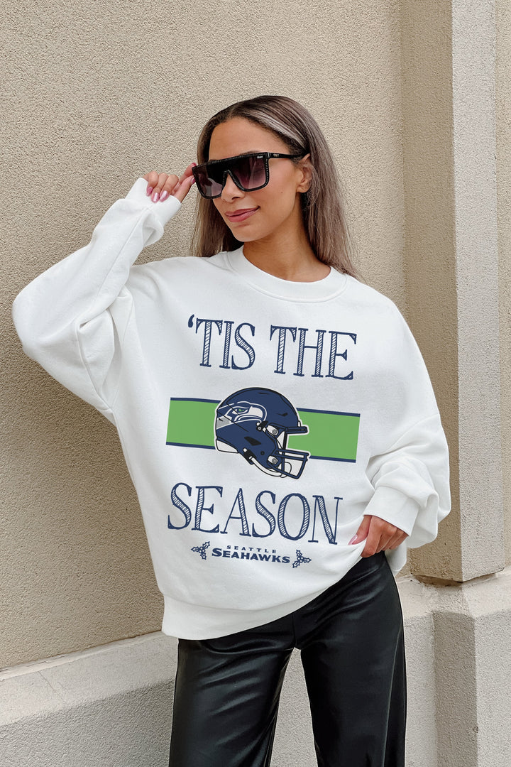 SEATTLE SEAHAWKS TOUCHDOWN TIDINGS DROP SHOULDER CREWNECK SWEATSHIRT