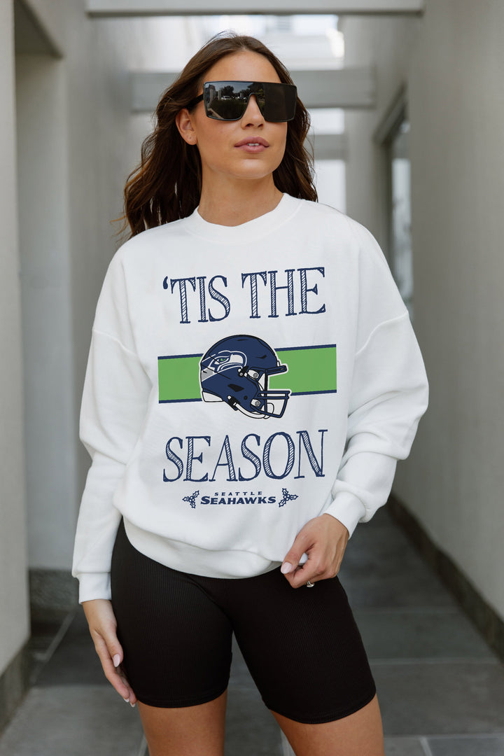 SEATTLE SEAHAWKS TOUCHDOWN TIDINGS DROP SHOULDER CREWNECK SWEATSHIRT