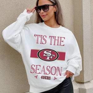 SAN FRANCISCO 49ERS TOUCHDOWN TIDINGS DROP SHOULDER CREWNECK SWEATSHIRT