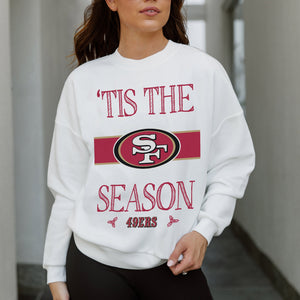SAN FRANCISCO 49ERS TOUCHDOWN TIDINGS DROP SHOULDER CREWNECK SWEATSHIRT