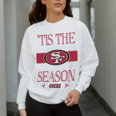SAN FRANCISCO 49ERS TOUCHDOWN TIDINGS DROP SHOULDER CREWNECK SWEATSHIRT
