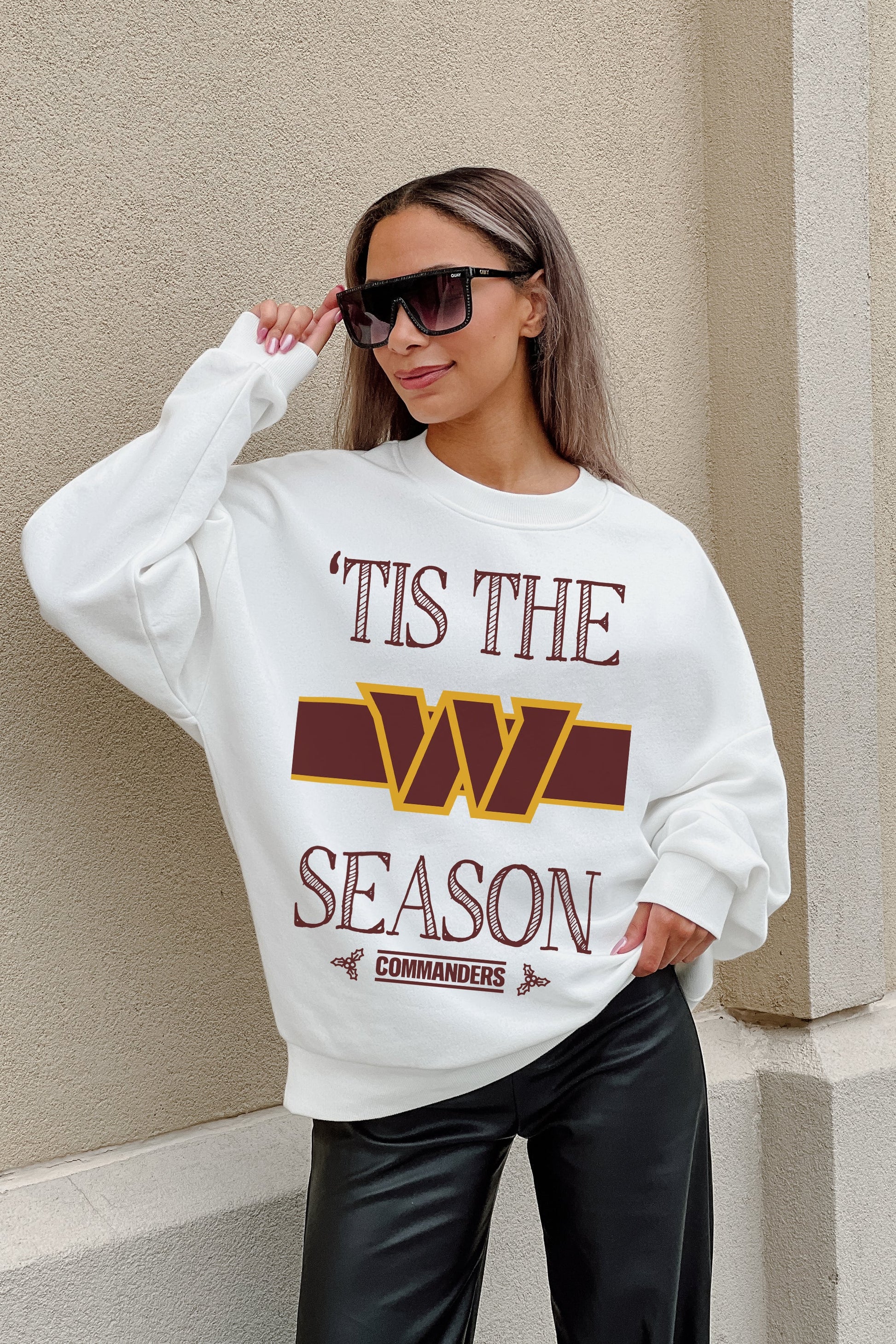 WASHINGTON COMMANDERS TOUCHDOWN TIDINGS DROP SHOULDER CREWNECK SWEATSHIRT
