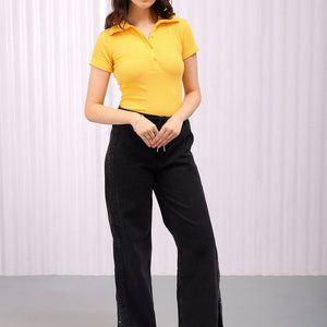 Women's Solid Fitted Short Sleeve Top