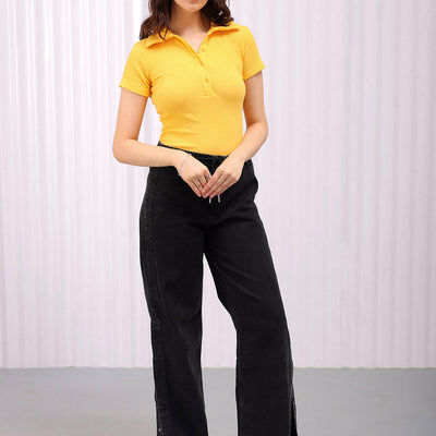 Women's Solid Fitted Short Sleeve Top