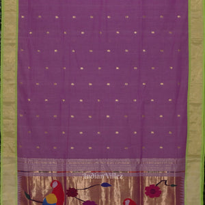 Lavendar Butta Design Cotton Paithani Saree