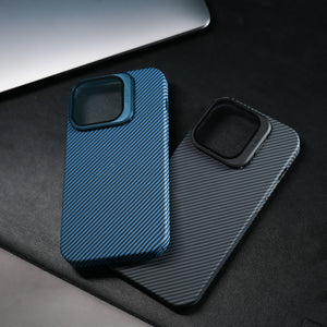 iPhone 14 Stent Kickstand Carbon Fiber Textured Case