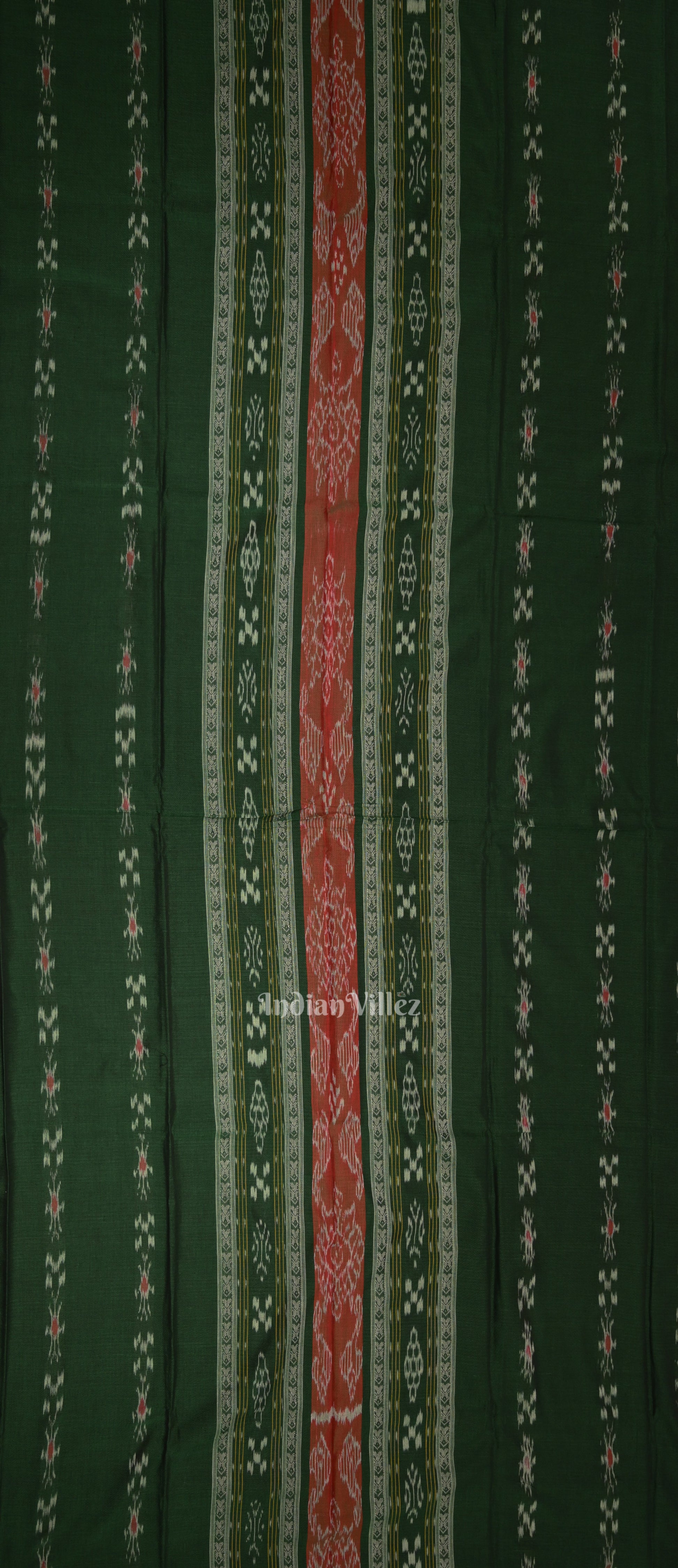 Green Pink Pasapali Sambalpuri Cotton Dress set with Dupatta