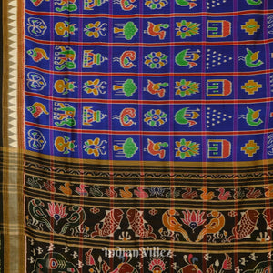 Blue Red Nabakothi Khandua Silk Saree