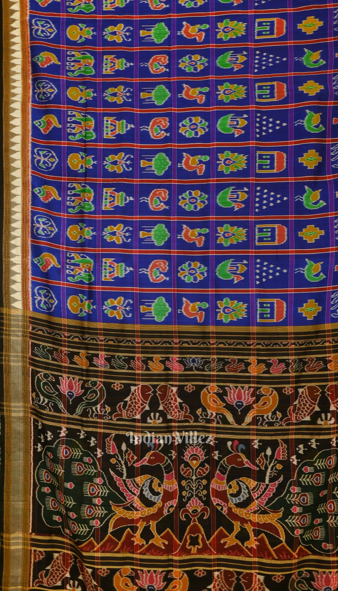 Blue Red Nabakothi Khandua Silk Saree