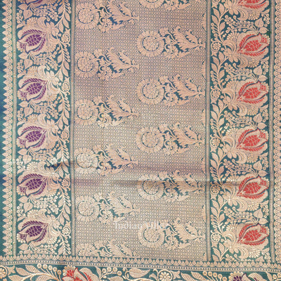 Peacock Blue Designer Pure Banarasi Katan Silk Saree