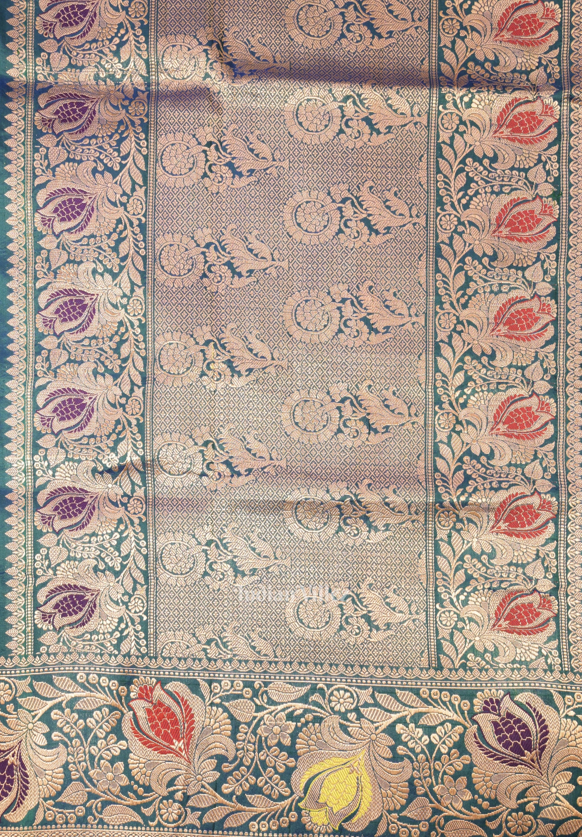 Peacock Blue Designer Pure Banarasi Katan Silk Saree