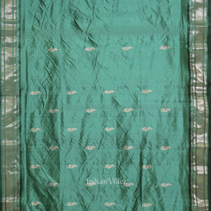 Teal Blue Peacock Butti Paithani Silk Saree