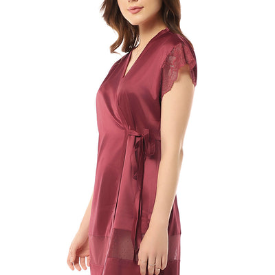 Eternal Bliss Satin Robe - Rio Red