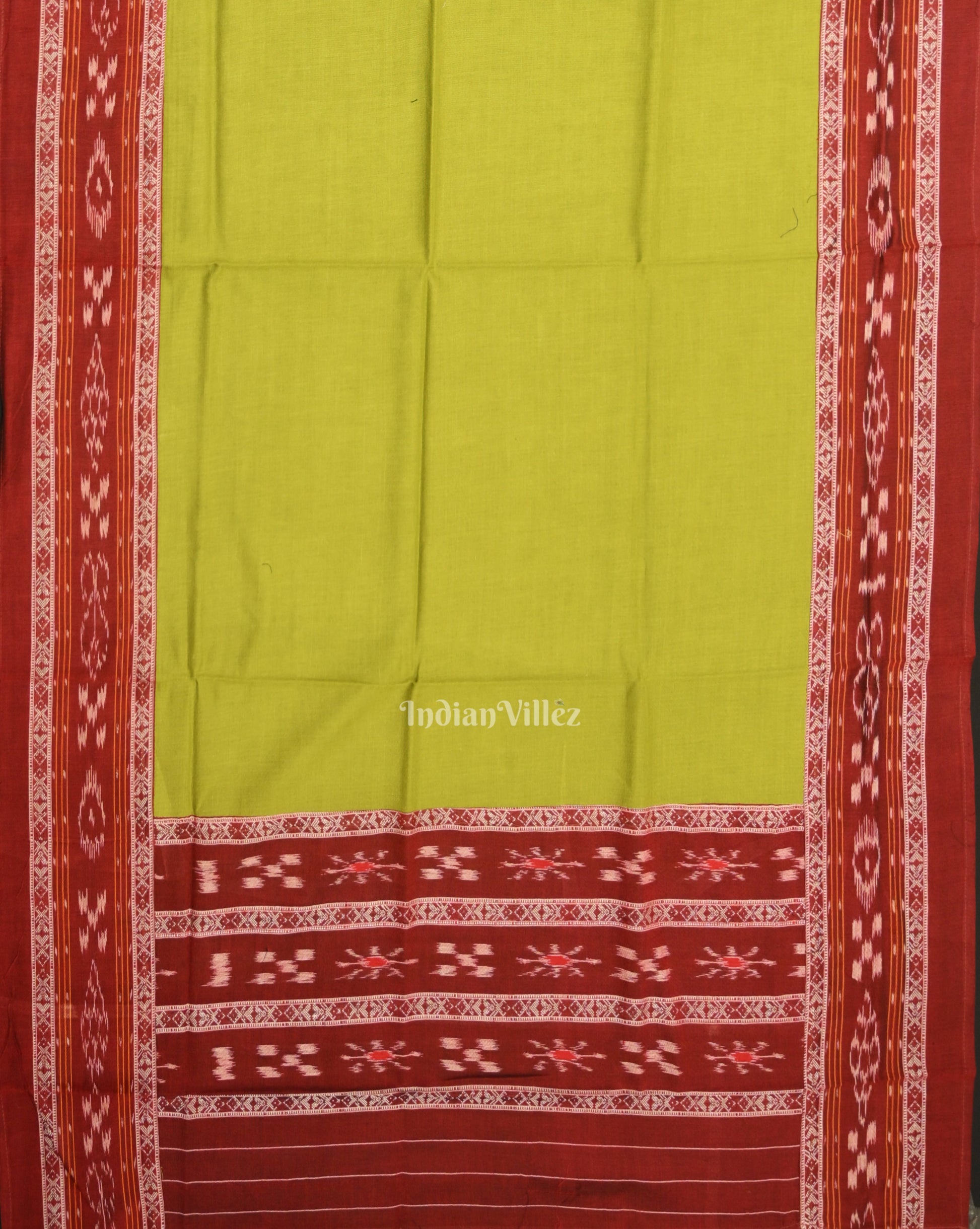 Red Green Pasapali Sambalpuri Cotton Dress set with Dupatta