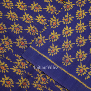 Blue Floral Theme Sambalpuri Ikat Cotton Fabric