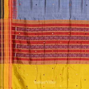 Cement Gray Kathiphera Odisha Ikat Khandua Silk Saree