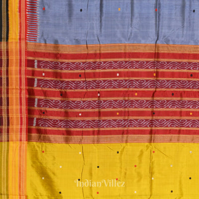 Cement Gray Kathiphera Odisha Ikat Khandua Silk Saree
