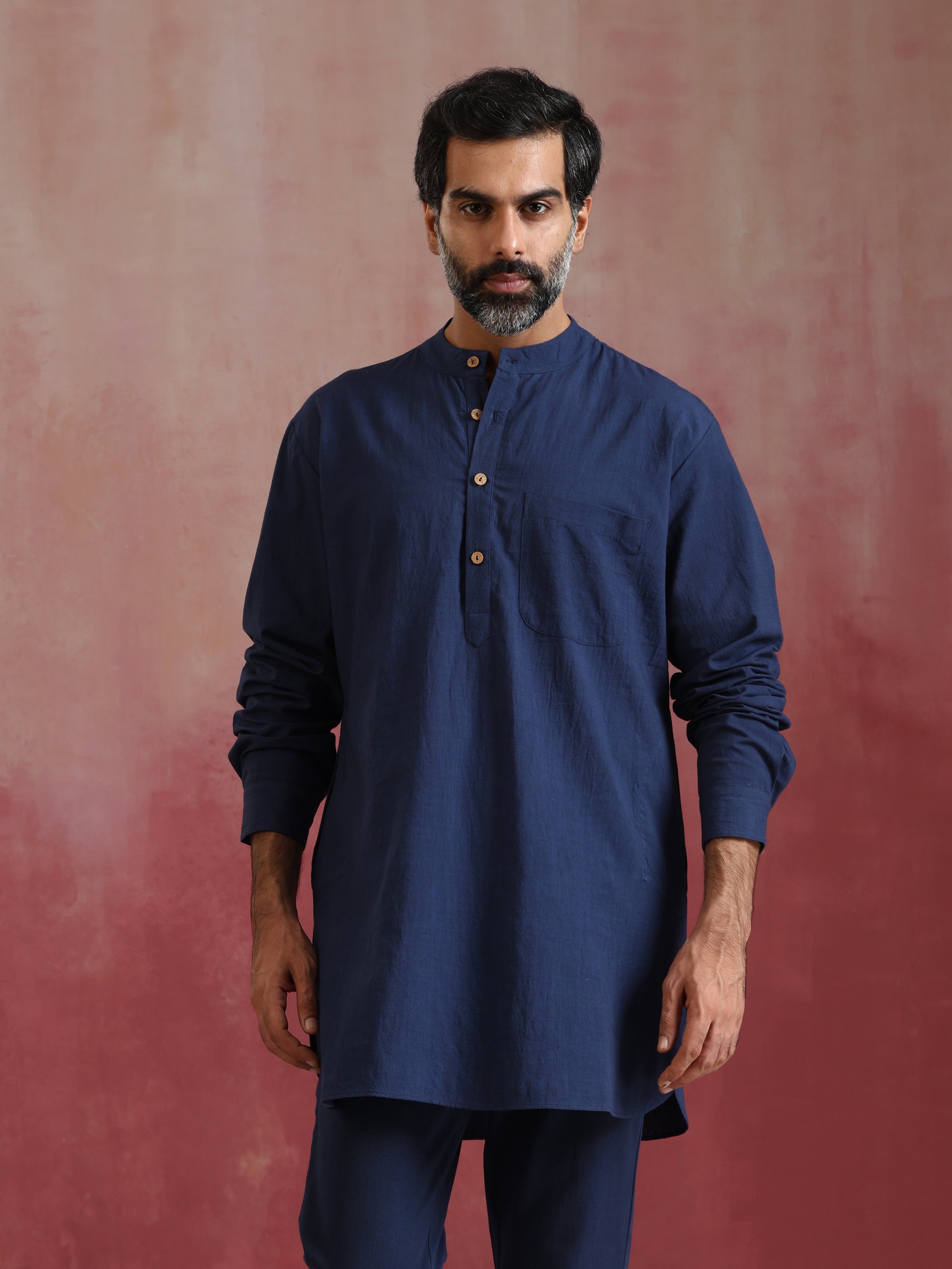trueBrowns Men's Navy Cotton Co-ord set