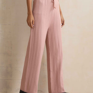 trueBrowns Pink Woollen Flared Pants
