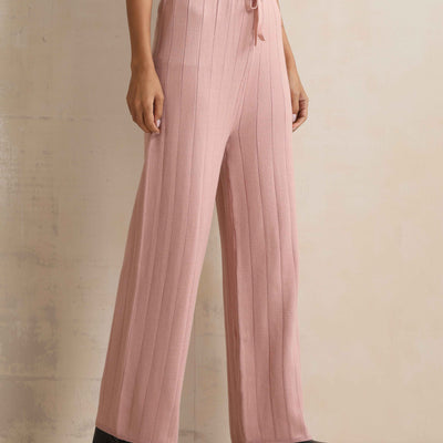 trueBrowns Pink Woollen Flared Pants