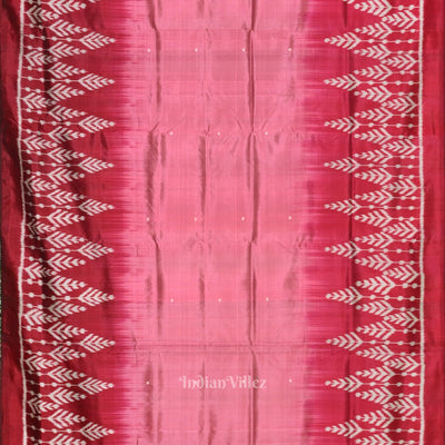 Onion Pink Red Buti Design Odisha Ikat Contemporary Silk Saree