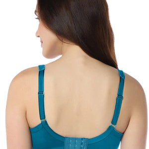 Elegant Lace Non-Padded Non-Wired Support Bra - Gibralta Blue & Stucco