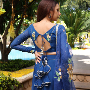 Madison Blue Handpainted Georgette Lehenga Set