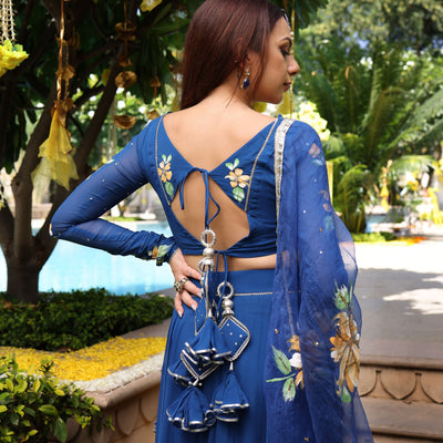Madison Blue Handpainted Georgette Lehenga Set